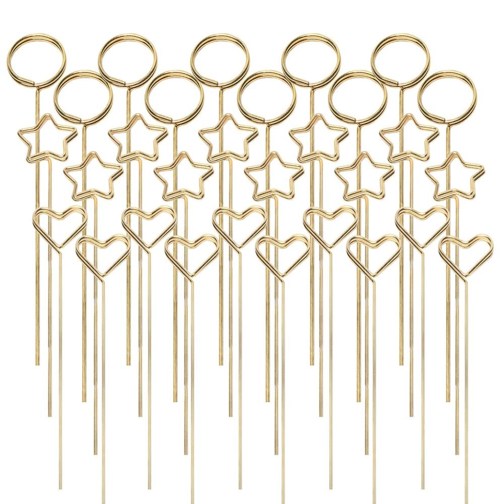 

30PCS DIY Wrapping Supplies Gold Clips Card Holder Stick Cake Card Flower Bouquet