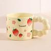 330ML Japanese Style Ceramic Coffee Cup Cute Fruit Pattern Milk Tea Cup Water Mug with Anti-slip Handle Coffee Cup Birthday Gift