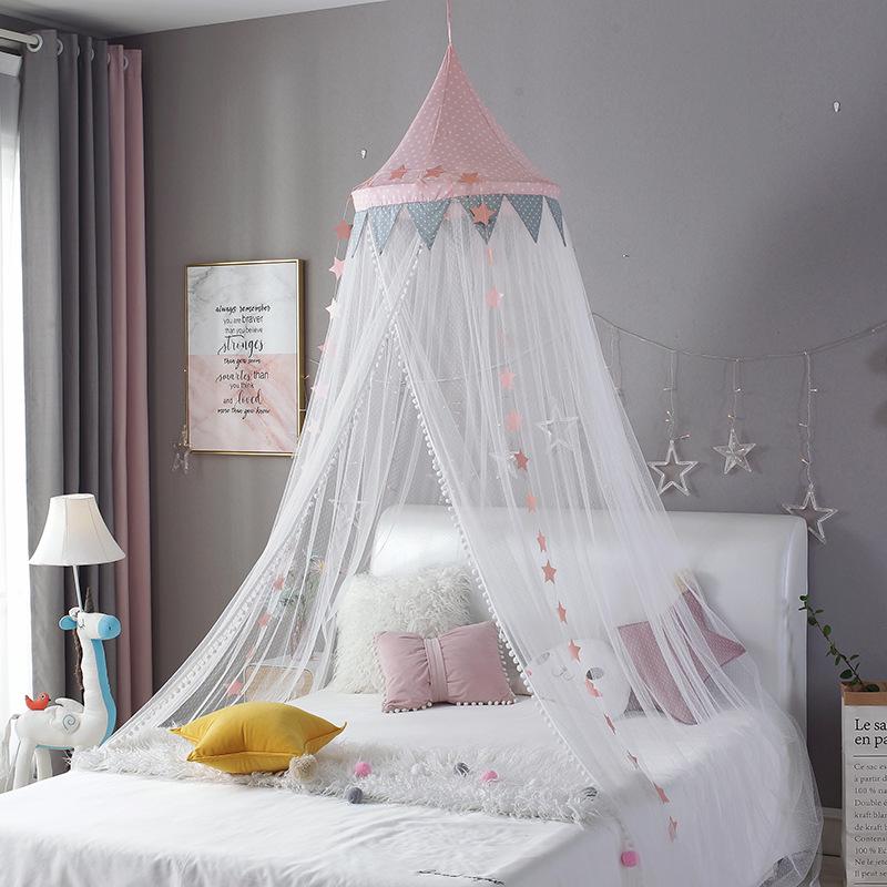 

Princess Blackout Baby Crib Mosquito Net Tent - Dustproof Dome Bed Curtain for Kids Star Dome Netting