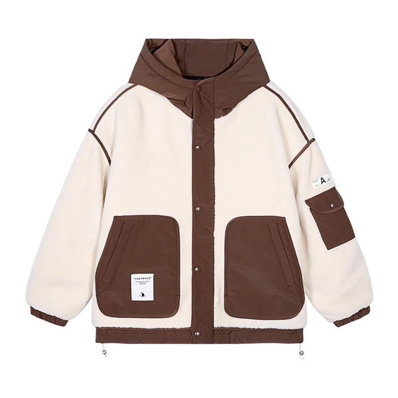 Mens Winter Puffer Jacket With Fleece Lining Hooded Oversized Workwear Style Down Coat Cold Weather