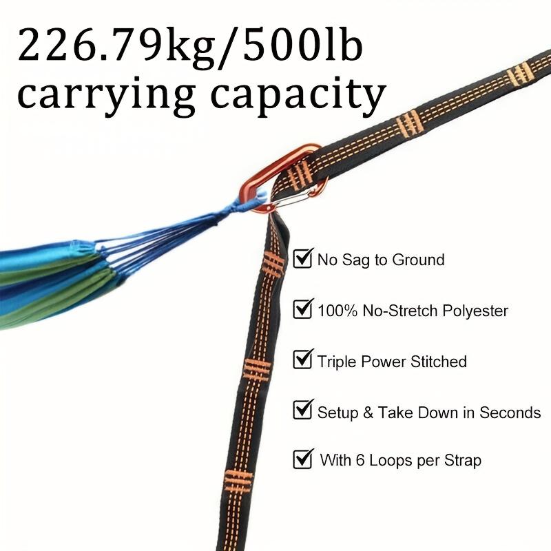 2 Stück Hält bis zu 500 Pfund/226,79 kg Hochleistungs-Hängemattengurt - Verstärkter Baumaufhängegurt für Outdoor-Camping - Hohe Tragfähigkeit