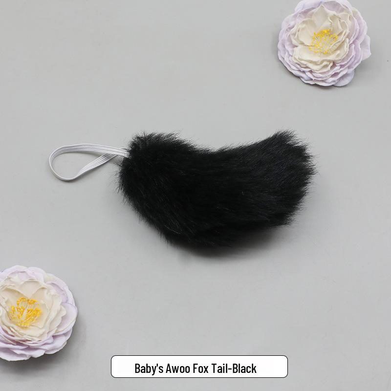 Zestaw akcesoriów dla bawełnianej lalki 20 cm: Pluszowe Uszy i Ogon Zwierzęcia, Opaska Nakrycie Głowy