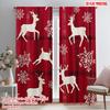 2pcs,2D Plane Printing Print Curtains Christmas Elk Bell Versatile 100% Polyester (without Rod) Gifts for Bedroom, Office,