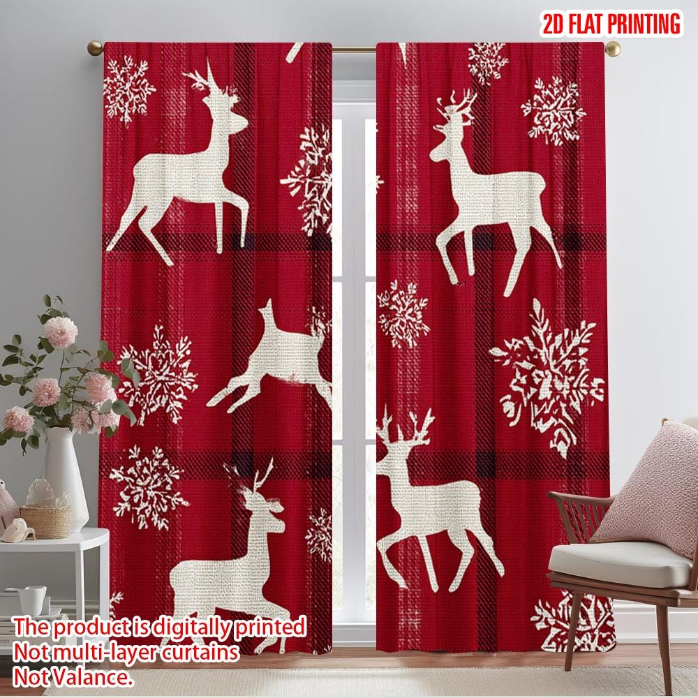 

2pcs,2D plane printing Print Curtains Christmas elk bell Versatile 100% Polyester (without rod) Gifts for Bedroom, Office, 52.50×116.00 CM 2pcs