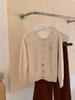 Women's 100% Pure Wool Long-Sleeve Cardigan - Autumn/Winter Classic Round Neck, Sweet Style with Embroidery and Button Closure.