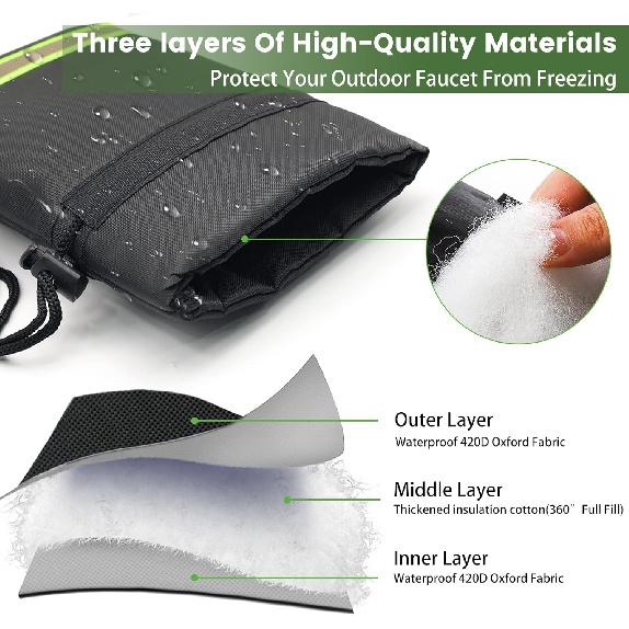 Outdoor Faucet Covers for Winter Freeze Protection, 4 Pack 9" H X 5.9" W Outside Hose Bib Covers for Winter, Thickened Reflective Pipe Wrap