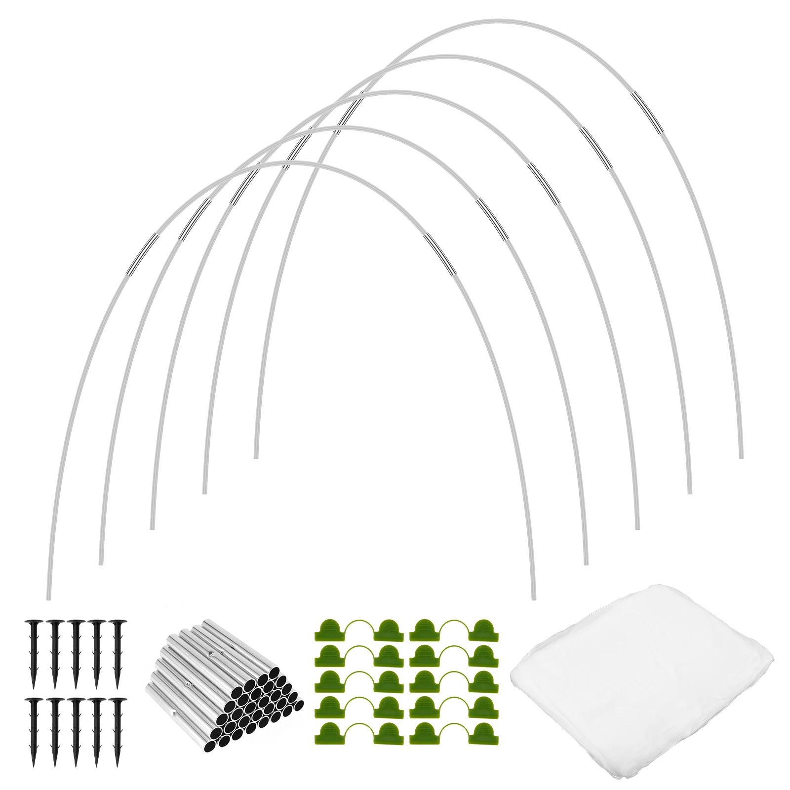 

15/30 шт. Набор обручей для теплицы, многоразовый, гибкий, из стекловолокна, набор для выращивания с защитной сеткой, садовый туннель для растений, арочный кронштейн для сарая