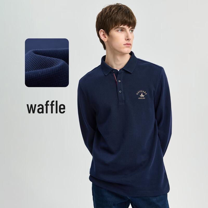 Navigare Men s Solid Long Sleeve Lapel T-Shirt XL