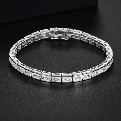 Rectangular Full Diamond Bracelet for Women, Summer Design, Light Luxury, Niche Sterling Silver, Trendy Japanese Style, Sophisticated, Cold and Simple