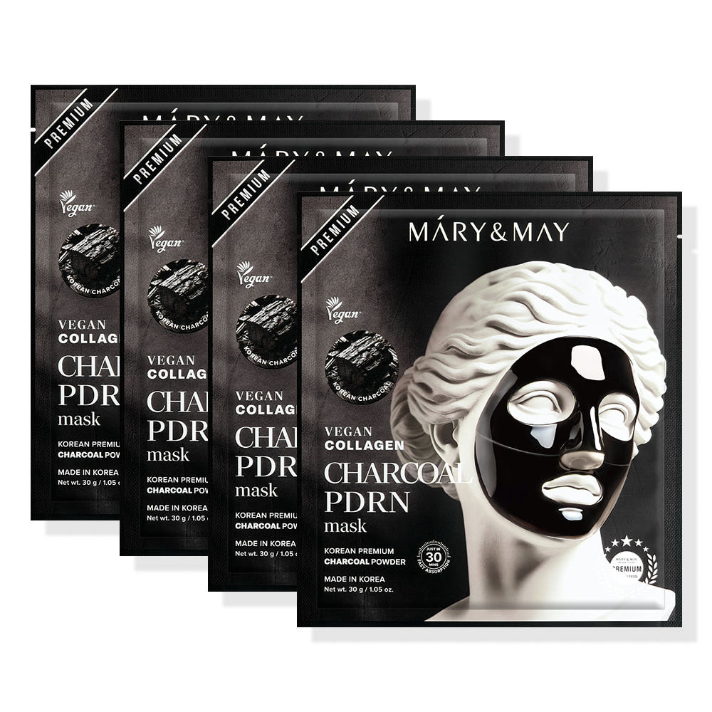 MARY&MAY Vegan Collagen Charcoal PDRN Gel Mask 4 Sheets Pore Firming Moisturizing Care