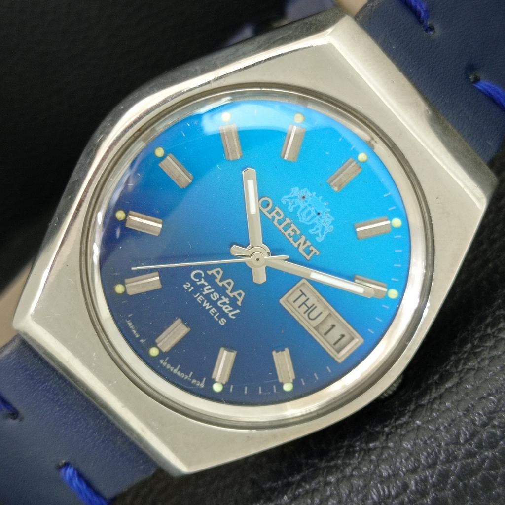 AUTOMATIC VINTAGE ORIENT AAA CRYSTAL JAPAN MENS ORIGINAL DIAL WATCH a707759-1