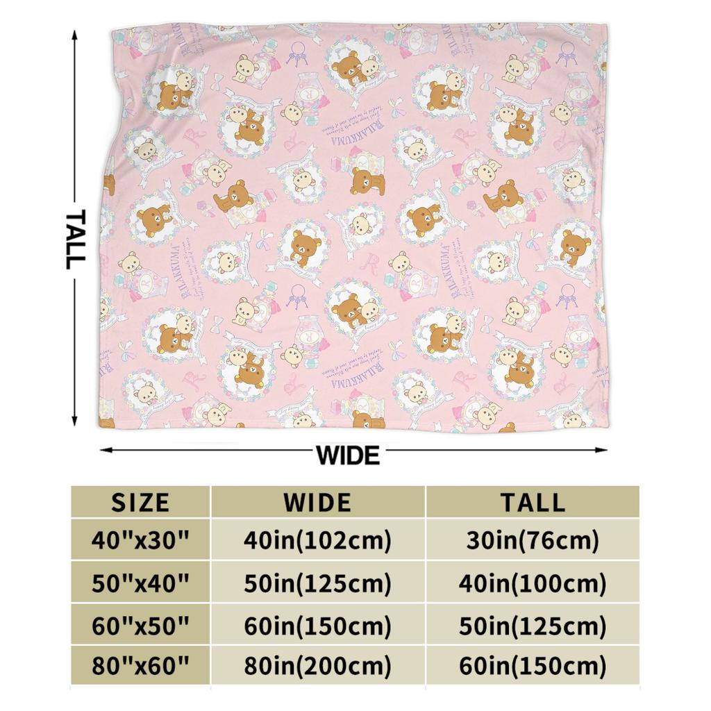 Rosa Süßer Bär Rilakkuma Decke Flauschige Tolle Atmungsaktive Überwurfdecken für Bett Sofa Winter,
