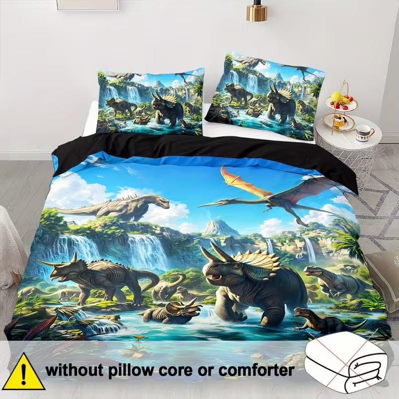 

3Pcs Dinosaur Duvet Cover Set Soft And Comfortable 3D Dinosaur Bed Set Twin Bed Twin Bed Bedding Set Bedroom Decor 135x200cm 3PCS бежевый