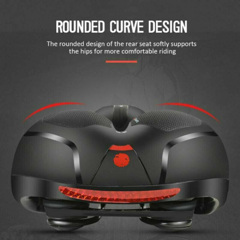 Mountain Bike Shock-absorbing Seat Cushion Big Ass Widening Comfortable Soft Saddle Bicycle Accessories with Warning Light