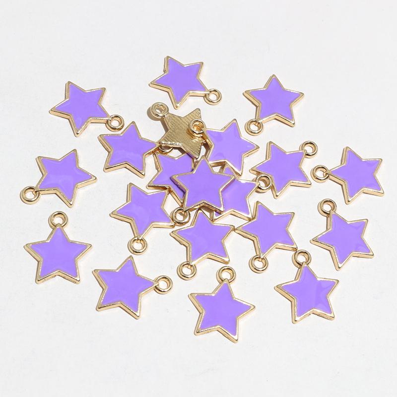 50pcs 14x12mm Enamel Star Charms Pendant Alloy Metal DIY Jewelry Making Accessories Findings for Earrings Necklace Bracelet