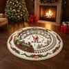 Indoor Decorative Floor Covering Round 3D Christmas Rug, Vortex Optical Illusion Area Santa Snowman Staircase Quiet Play Mat for Kids Depth