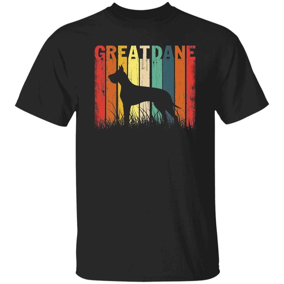 Great Dane T-Shirt gift Great Dane Retro Dog owner Unisex tee Black Navy Dark He M