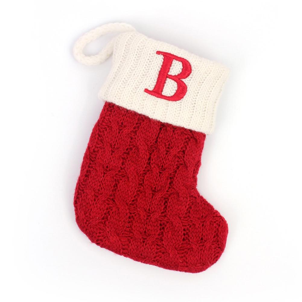 Red Christmas Socks Snowflake Alphabet/Letters Christmas Knitting Stocking Gifts