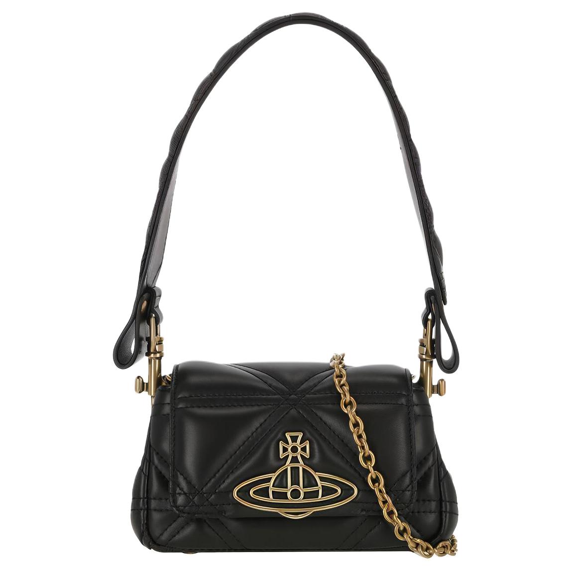 

Vivienne Westwood Iconic Orb Plaque Detail Removable Single Chain Shoulder Strap Crossbody Handbag Women handbag Black 4201008RUL006UN401 Basic Set (Bag+Dust Bag)