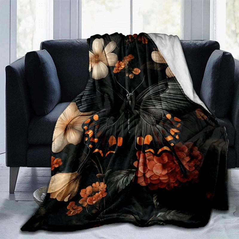 1 Stück Leichte Flanelldecke mit Schmetterlingsdruck, Bequeme und Warme Decke, für Camping Sofa Bett und Couch Büro, Geschenk