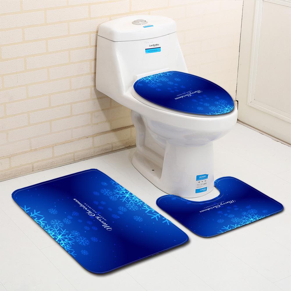 Christmas Bathroom Floor Mat Toilet Three-Piece Set