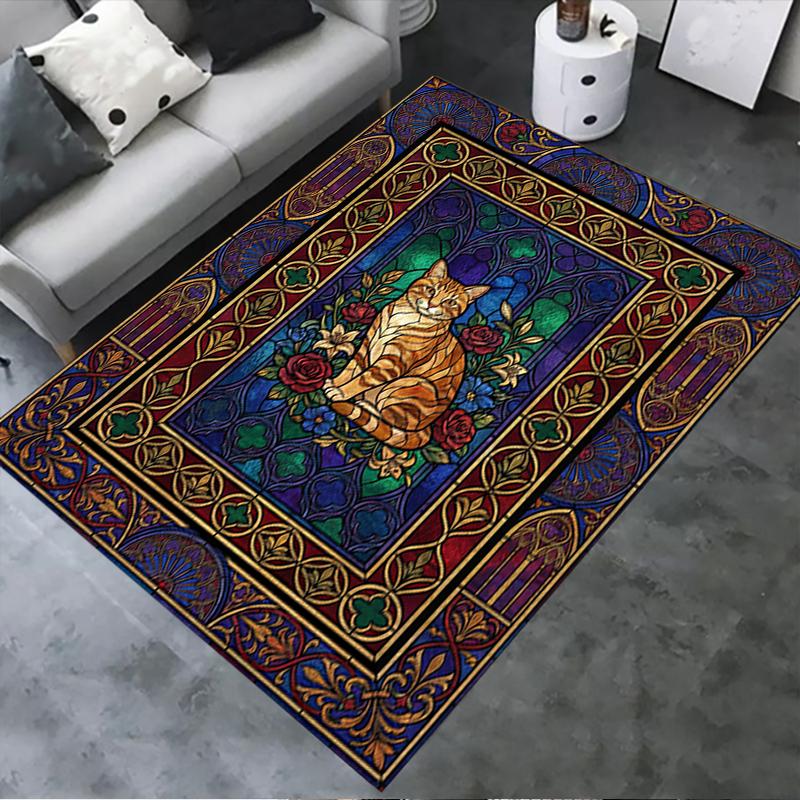 

2025 New Cat Flower Carpet Rug for Living Room Bedroom Home Sofa Decoration,Kids play Non-slip Floor Mat45 40x60cm( 15x23in )