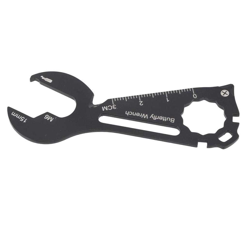 11 In 1 Outdoor Wrench Multifunctional Bottle Opener Keychain Screwdriver Measuring Ruler Tool Black