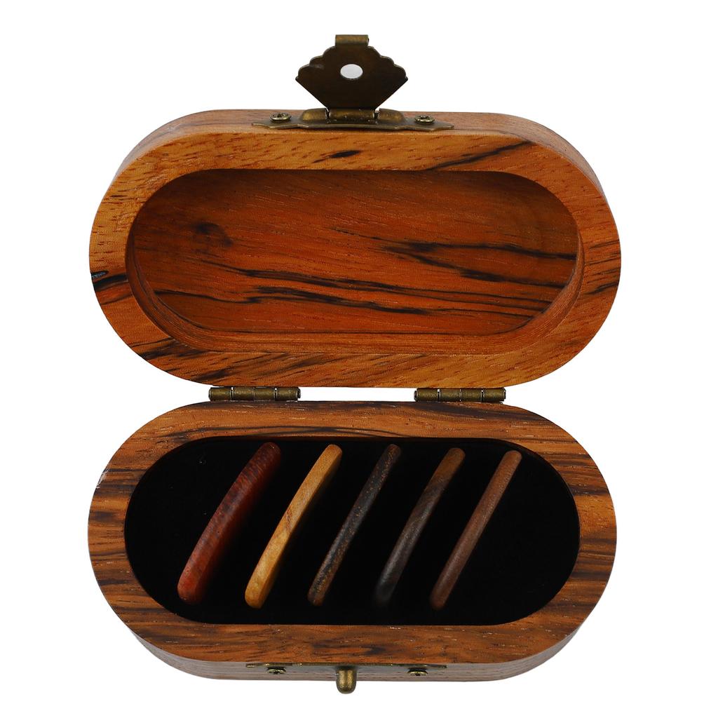 Wood Guitar Pick Box Smoothly Appearance Delicate Lightweight Portable Pick Case with 5Pcs Guitar Picks
