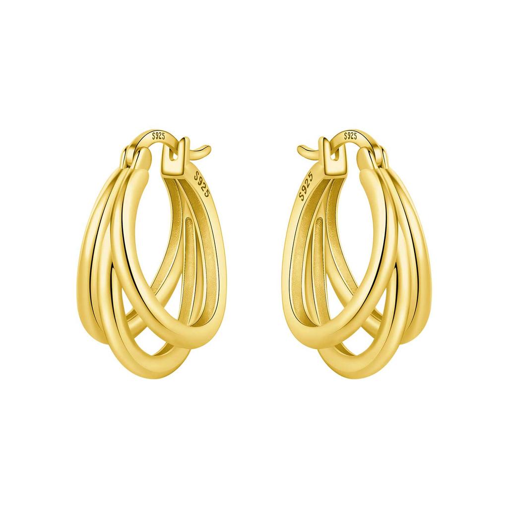 925 Sterling Silver Simple Gold U-shaped Earrings Jewelry Versatile Hoop Earrings for Women Jewelry Fine Birthday Party Gifts