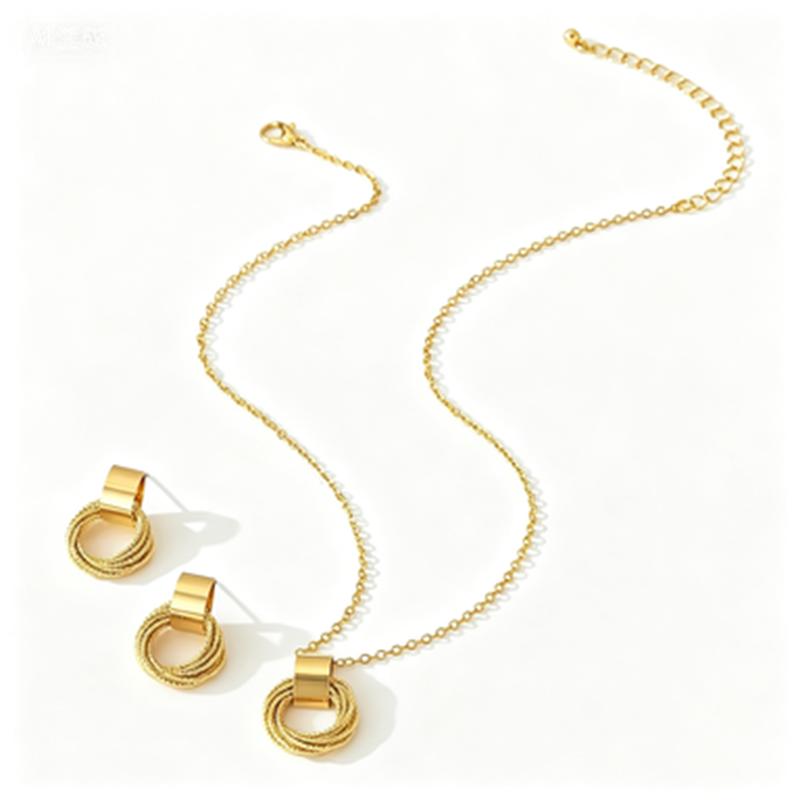 

Women s Fashion Jewelry Set, Geometric Circle Pendant Necklace and Earring Set, Multi-Piece Set, Suitable for Daily Wear and Vacation