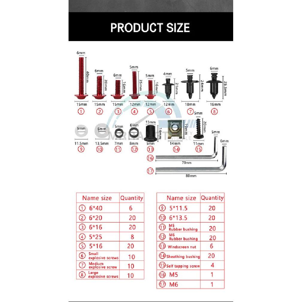 

216PCS Stainless Steel Motorcycle Windshield Body Fairing Bolts Screws For Honda Yamaha For Kawasaki Suzuki For BMW Ducati золотой