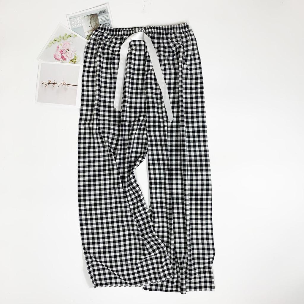 Women's Summer Cotton Silk Nine-Point Wide-Leg Pajama Pants - Plus Size, Loose, Breathable, Cooling, Ideal for Beach and Air Conditioning Comfort