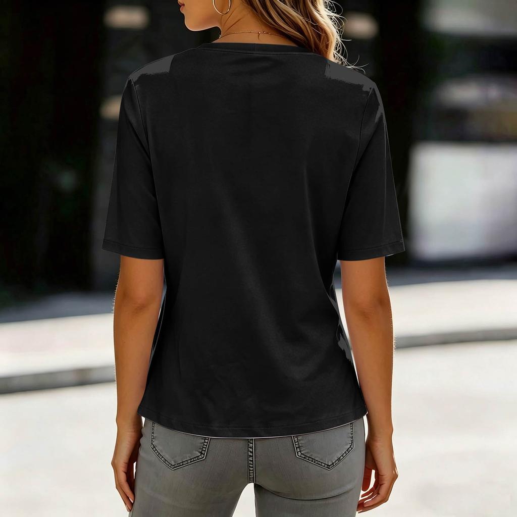 Women's Short Sleeve Crew Neck T Shirt with Side Tie Waist Casual Fit Summer Top for Everyday Wear