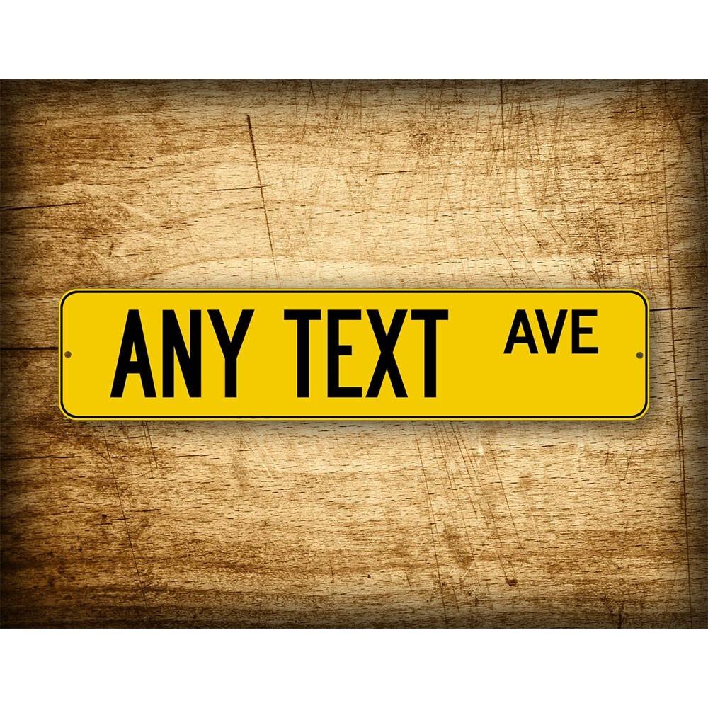 4x16 Inch Customizable Road Sign Yellow Black Color Personalized Any Text Street Metal Sign Decorative Tin Sign