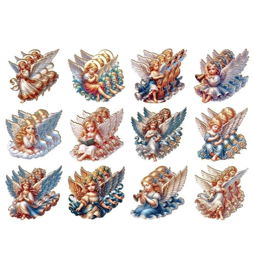 12pcs Wooden Christmas Tree Decor 2D Flat Girl-Shaped Pendant Christmas Gift Giving