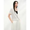 Jiuzi Anna Kou Elegant Commuting Simple Double Row Buckle Acetate Short-sleeved Suit for Women