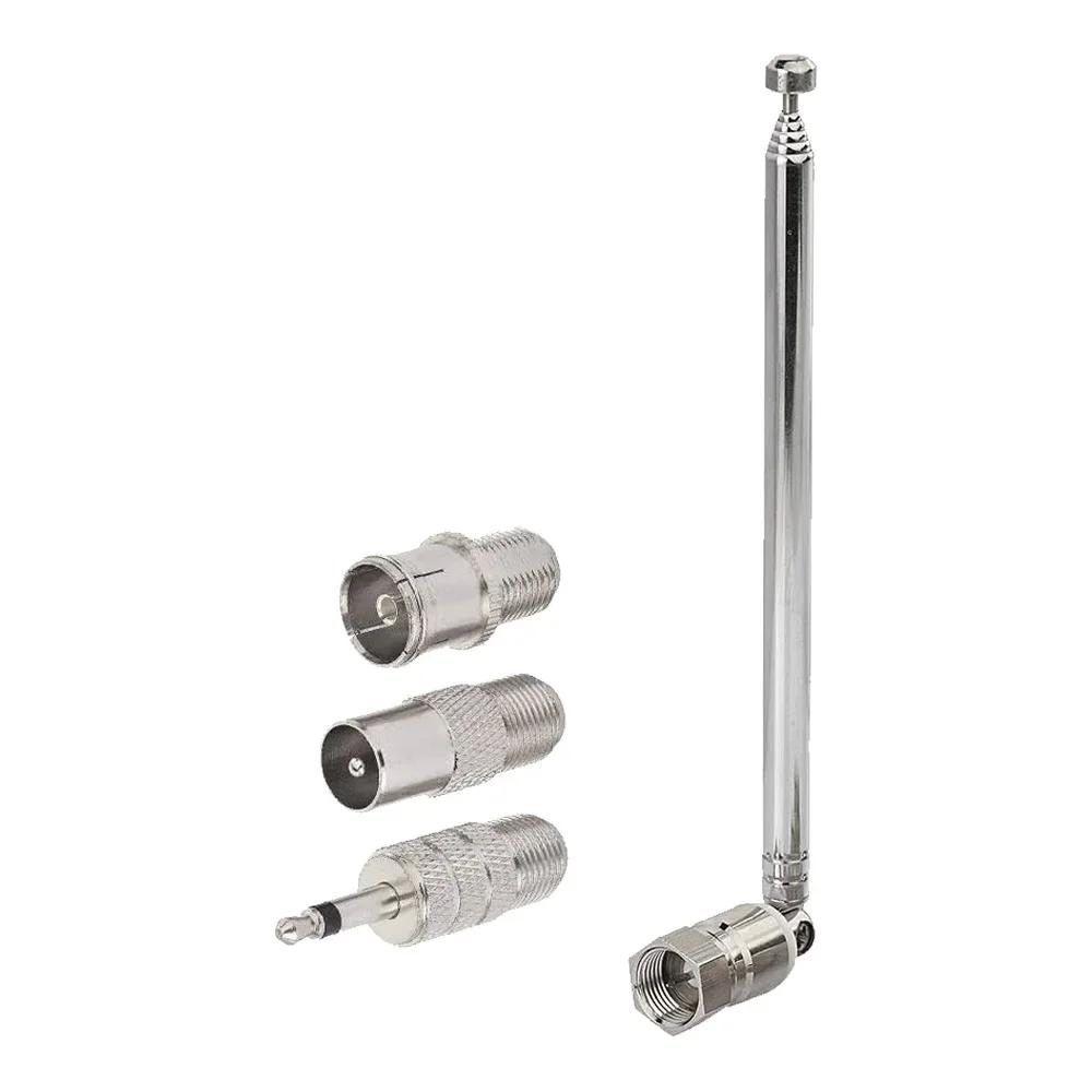 

Телескопическая FM-радиоантенна 4 секции Хромированная медная антенна Вращающаяся на 360° AM FM-радио Универсальная антенна 45-450 МГц