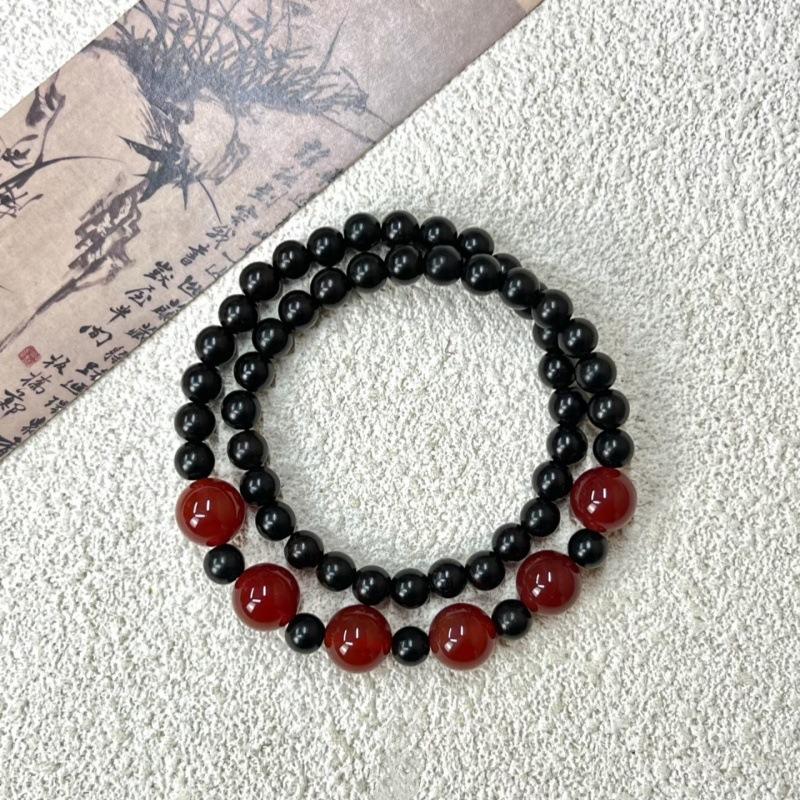 Chinese Style Wooden Beads Double Layered Wearing Simple Personality Versatile Bracelet Jewelry