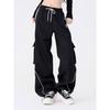 Podzim Jaro Vintage Streetwear Cargo Kalhoty Retro Ležérní High Street Hip Hop Pruhované Oversize Rovné Kalhoty
