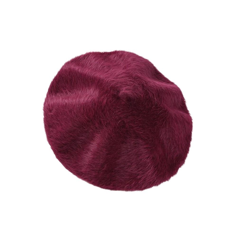 Soft Pumpkin Painter Cap Solid Color Plush Octagonal Cap Elegant Faux Mink Beret Autumn