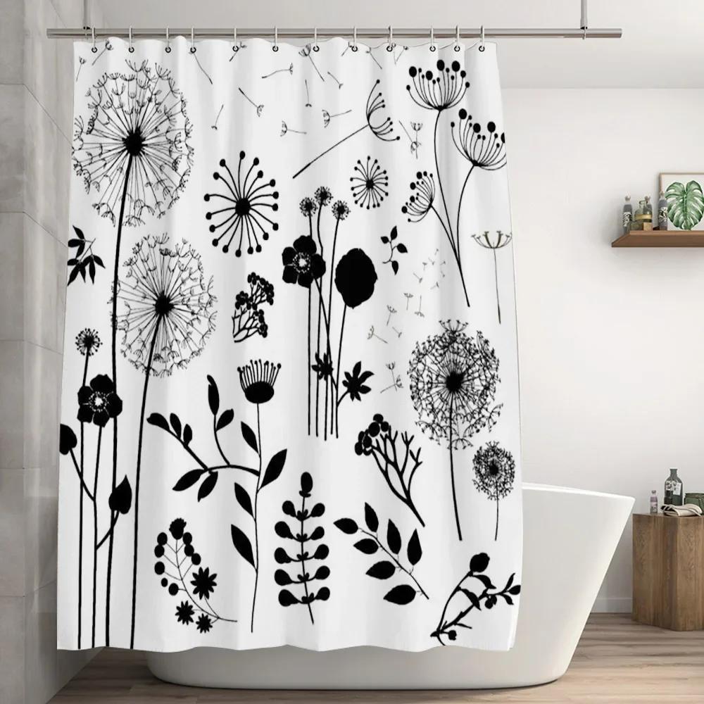 Kwiat Mniszek Lekarski Zasłony Prysznicowe Ręcznie Malowane Roślinna Estetyka Poliester Dekoracja Domu Tło Wystrój Łazienki Zasłona