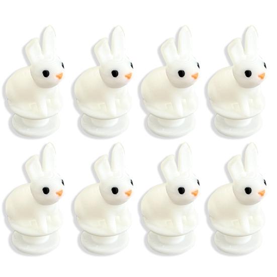 2/3/4/5/6/8/10Pcs White Rabbit Clog Shoe Charm Lightweight DIY Clog Slipper Sandal Plastic Bunny Decoration Kids Adults Shoe Accessories