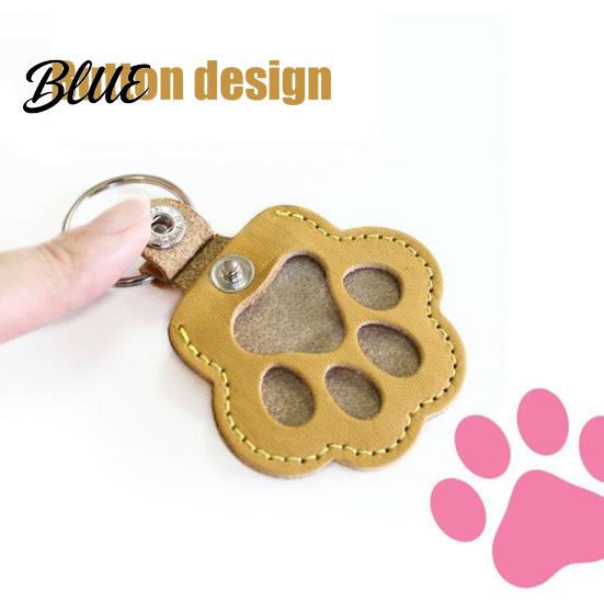 Porte-clés Empreinte de Patte Souvenir Poils d'Animal Forme Chien Chat Rangement