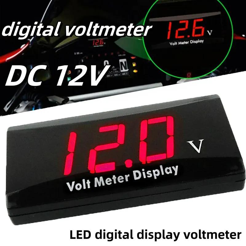 DC 12V Digital Car Voltmeter Automotive Voltage Meter Red Motorcycle Vehicle LED Display Voltage Tester