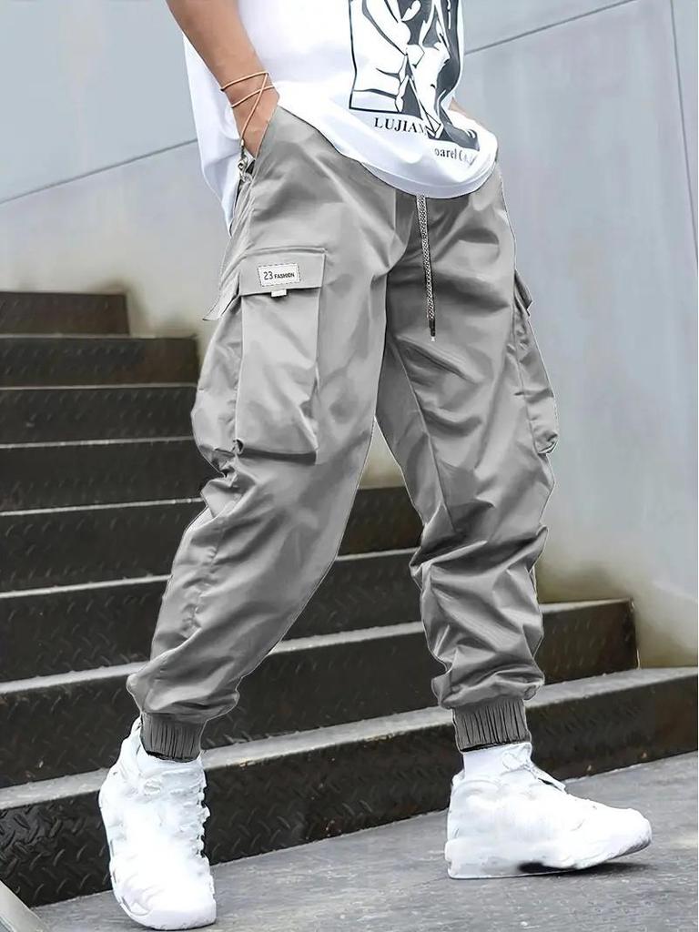 Autumn Japanese-Style Men's Casual Pants with Multiple Pockets and Loose Cuffs