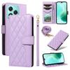 Rhombus PU Leather Wallet Case with Strap for Honor 400 Lite - Purple