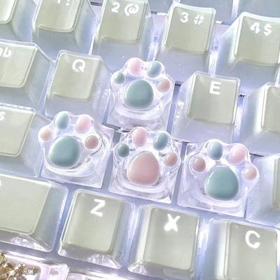Mechanische Tastatur Harz Tastenkappe Katzenpfoten Pad Klar Hintergrundbeleuchtung Rgb Wasd Pfeil Esc Taste Cartoon Niedlich OEM Xda Kirsche Profil Mx Schalter
