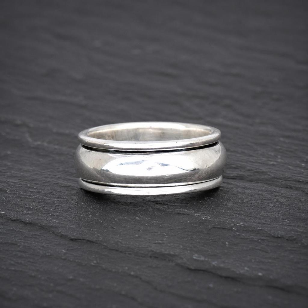 Anello Fidget in Argento Sterling 925 | Anello Minimalista a Fascia per Meditazione per Uomini e Donne