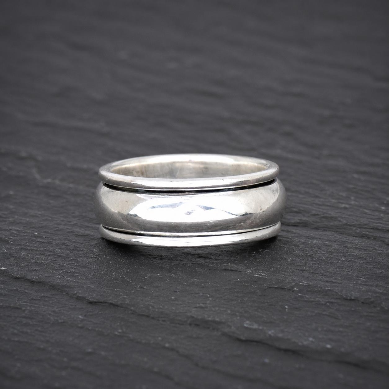 925er Sterling Silber Spinner Ring | Minimalistischer Meditationsbandring für Damen & Herren 9 silber