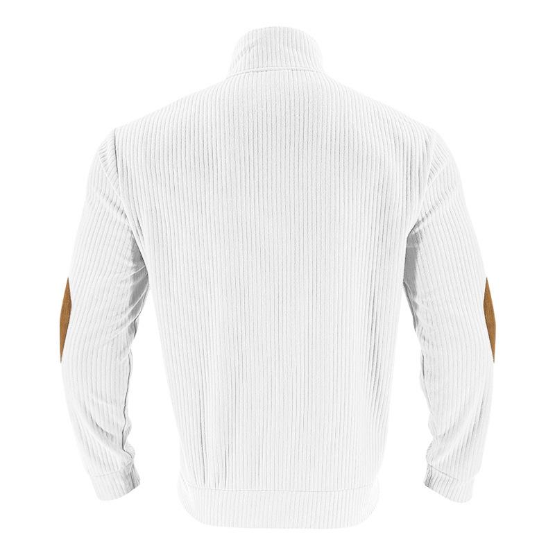 American Style Jacquard Ribbed Stand Collar Western Cowboy Men's Long Sleeve Sports Hoodie